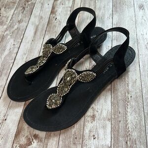 NEW Madden Girl Women’s Sandals sz 10 Black Crystal Tuzie Slingback